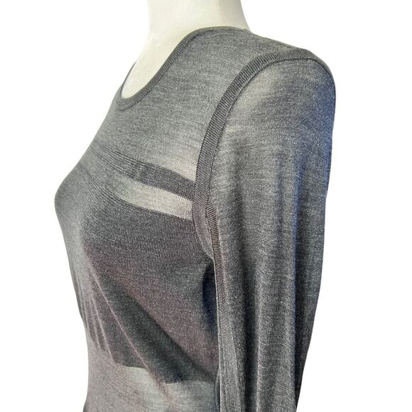 Jason Wu Silk Top Gray Large Long-Sleeve w Cut Out Design - Picture 7 of 13